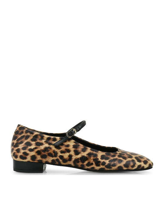 Synthetic Leather Leopard Ballerinas With strap Multicolour