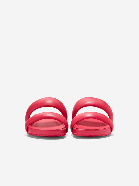Leather Women's Flat Sandals in Fuchsia Color