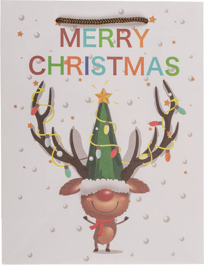 Out of the Blue Merry Christmas Rudolf Christmas Gift Bag Multicolour 18x23x8cm