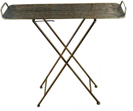 Rechteckiger Beistelltisch aus Metall Gold Espiel M70,5xT31xH73cm