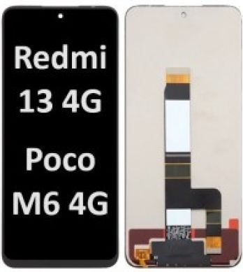 Екран Lcd Ips + със Сензорен Механизъм и Рамка за Xiaomi Redmi 13, POCO M6 (Черен)