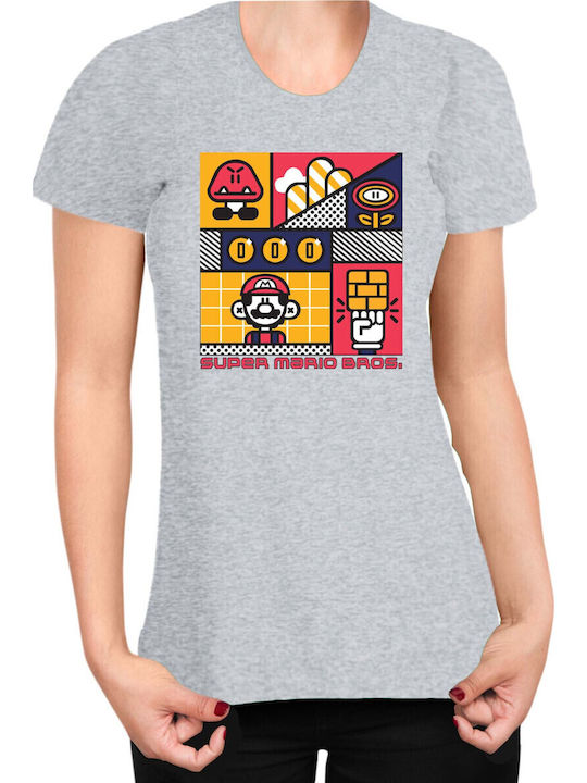 Tricou gri pentru femei Super Mario Nintendo Su...