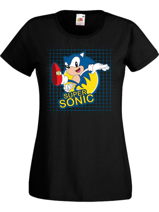 Дамска тениска Sonic Tales Knuckles Sonic Super Sonic 005 Черна