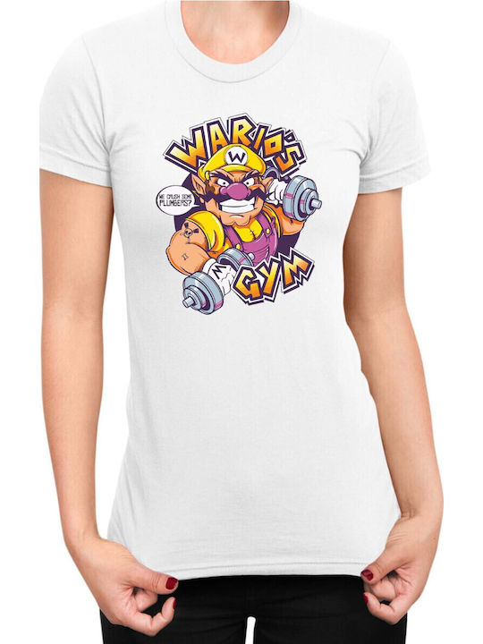 Дамска бяла тениска Super Mario Nintendo Wario ...
