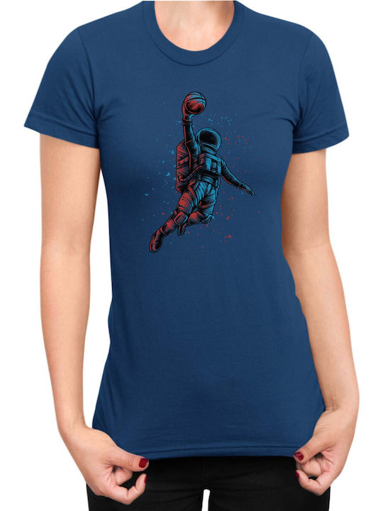 Women's Nasa Space Theme Tralala Basketball Astronaut Navy T-shirt