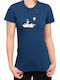 Women's Nasa Space Theme T-shirt Tralala Astronaut Riding Space Shuttle Navy