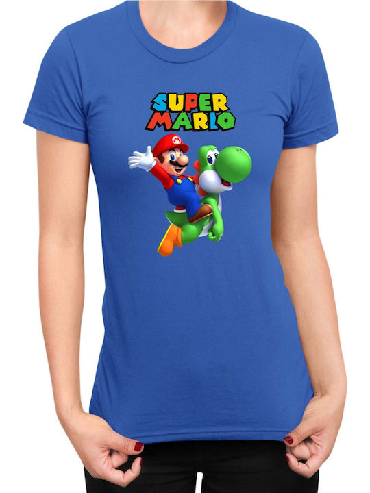 Damen Super Mario Nintendo Mario Yoshi 2 Blaues...