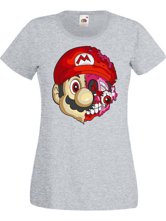 Women's Super Mario Zombie Logo T-shirt Gray Ni...