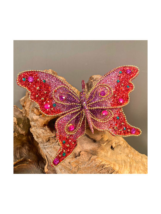 Weihnachtsschmuck Roter Lila Pailletten-Schmetterling 20cm