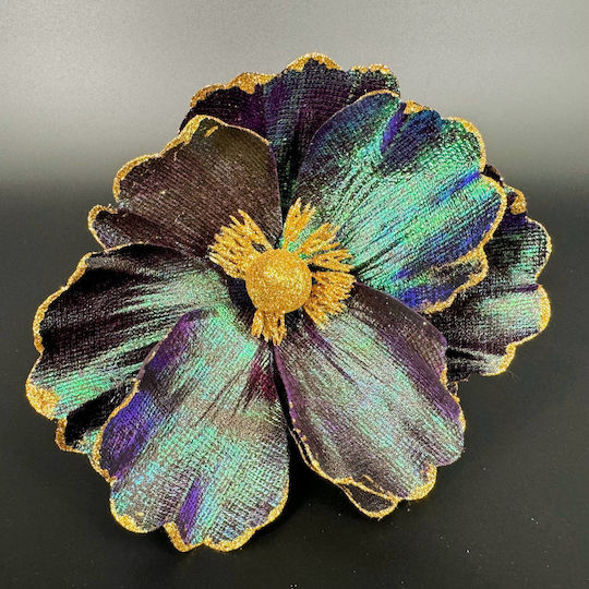 Christmas Magnolia Branch Blue Gold Glitter 29cm