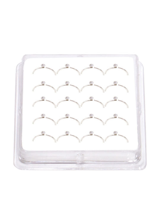 Nose Hoop Earring Silver 925 Rhinestones Glue Type 1.5 Mm