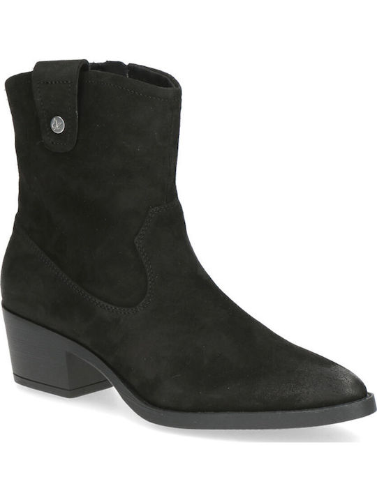 Suede Women's Ankle Boots with Medium Heel Black