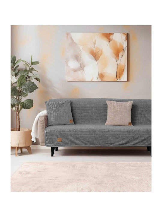 Madi Savanna Sofa Throw 2 Seater Jacquard 180x250cm Grey