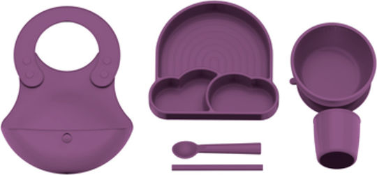 Babychefs Feeding Set made of Silicone Purple 6pcs babychef01