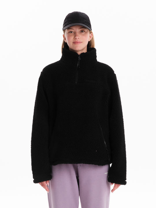 Women's Long Sleeve Sweater with Zipper Black
