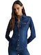 Дълъг ръкав Женска Дънково Риза Denim Blue