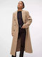 Wool Women's Beige Coat with Buttons