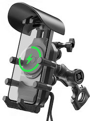 Motorrad ATV Roller Handyhalter Anti-Vibrationssystem Kabelloses Laden USB Typ-C Anschlüsse Lenker Spiegelhalterung