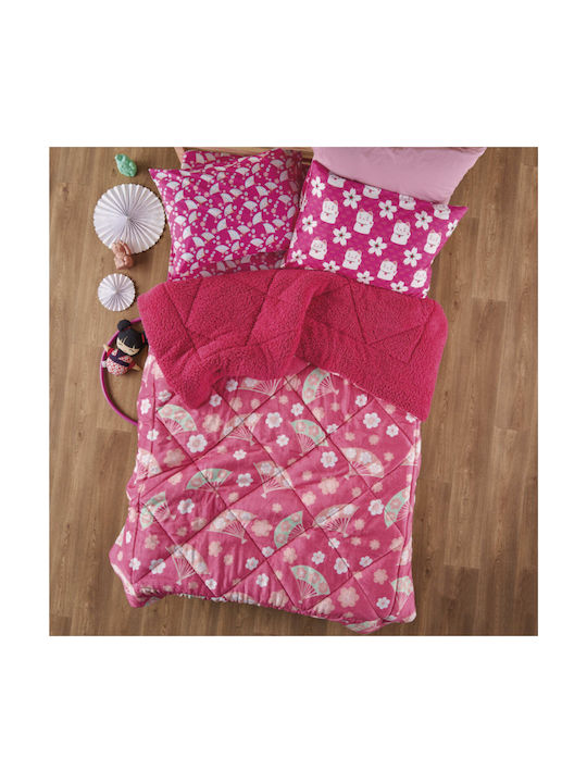 Kentia Kinderbettdecke Beidseitig Halb-Doppel Maneki Rosa 180x230cm