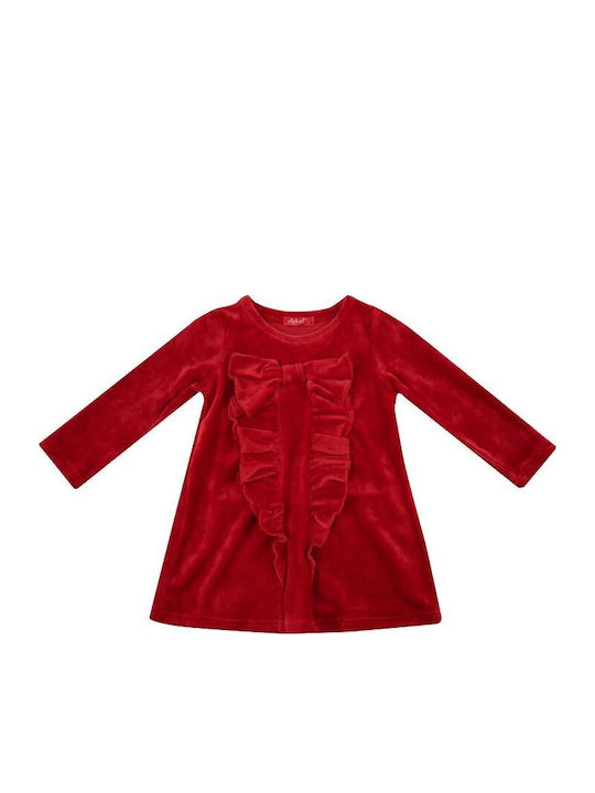 Kinderkleid Langärmelig Samt Red