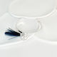 Taufzeugen Armbänder Mama Patentante Silber Blaue Federn Strasssteine
