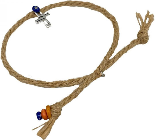 Tauf-Martyrika Junge 50 Stück Armband Seil Perlen Silber Kleines Kreuz