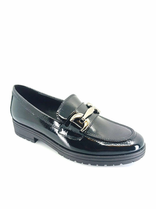 Δερμάτινα Γυναικεία Loafers μαύρο λουστρίνι