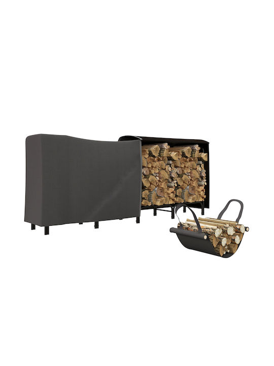 Outsunny Μεταλλικό Ράφι Αποθήκευσης Ξύλων 240x36x99cm Μαύρο