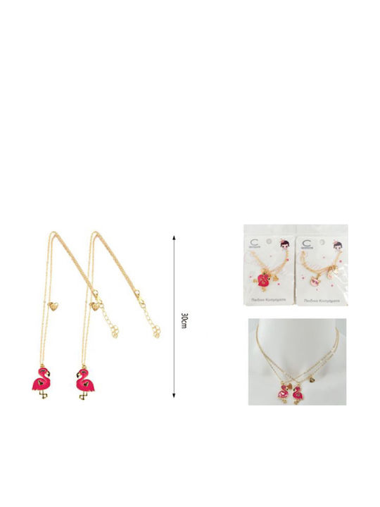 Kids Friendship Necklaces 2pcs 2 Designs Flamingo Cat Cupcake