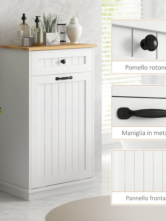 HomCom Floor Bathroom Shelf Wooden White