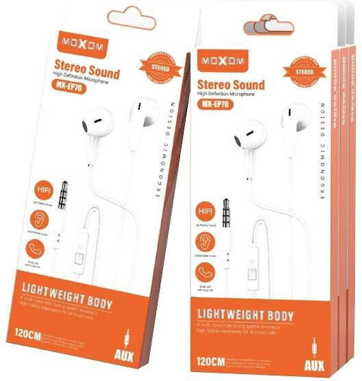 Moxom 23804 Earbuds Handsfree Headphones with Connector 3.5mm White