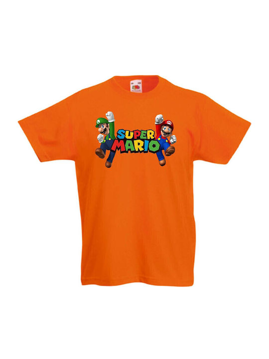 Детска тениска Tralala Super Mario Luigi Оранжева