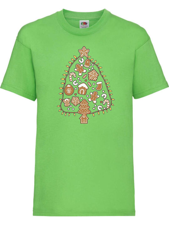 Tricou pentru copii Tralala Delicii de Crăciun Brad de Crăciun Lime