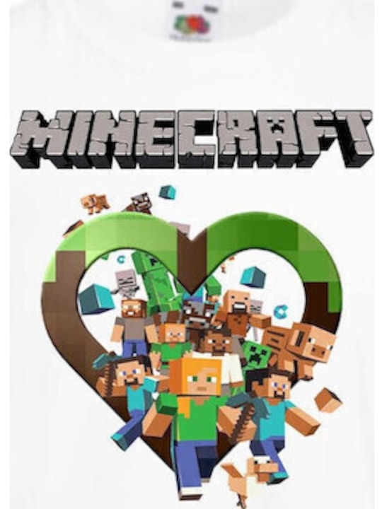 Детска тениска Tralala Minecraft 5 Бяла