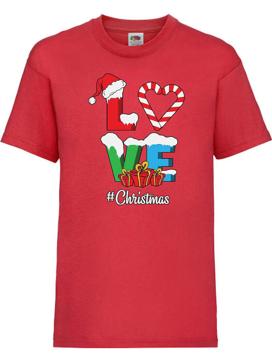 Детска тениска Tralala Love Christmas червена