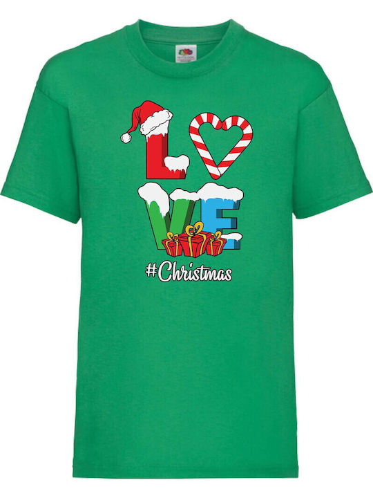 Детска тениска Tralala Love Christmas зелена