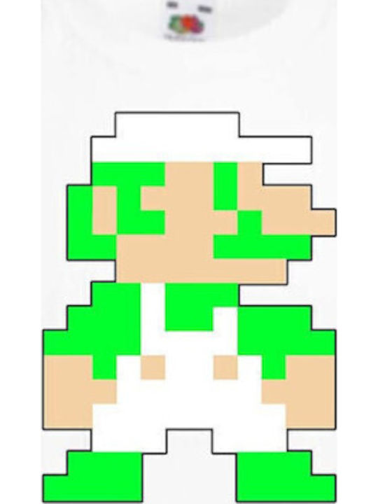 Kid T-shirt Tralala Super Mario Luigi 8-bit White