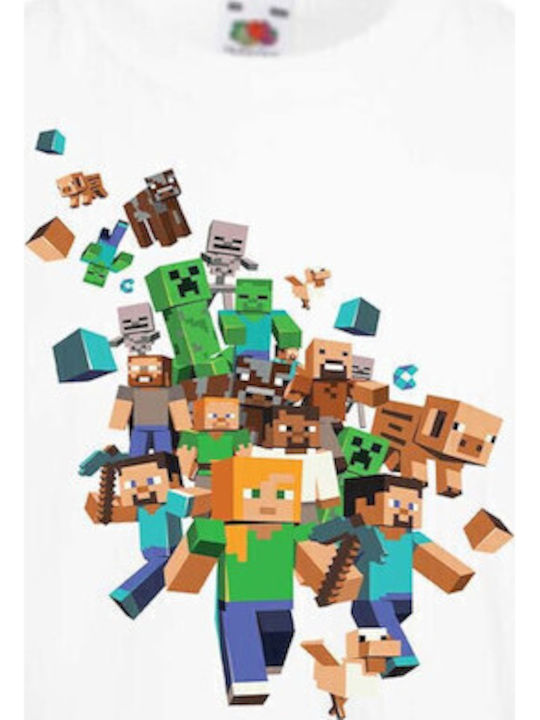 Детска тениска Tralala Minecraft 3 Бяла