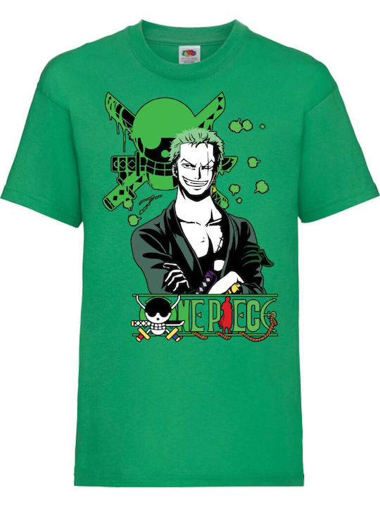 Kid T-shirt Tralala One Piece Roronoa Zoro 03 Japan Animation Green