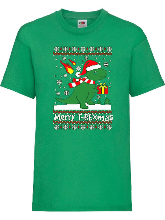 Kid T-shirt Tralala T-rex Christmas Green