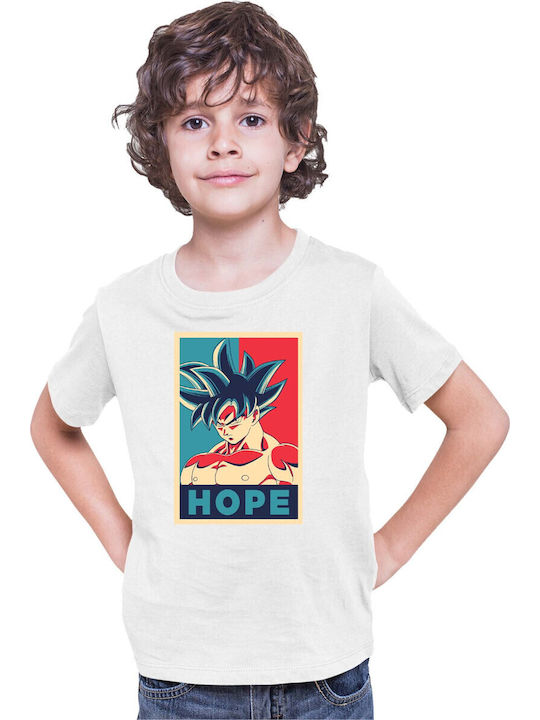 Tricou Copii Dragon Ball Z Tralala Goku Hope Alb
