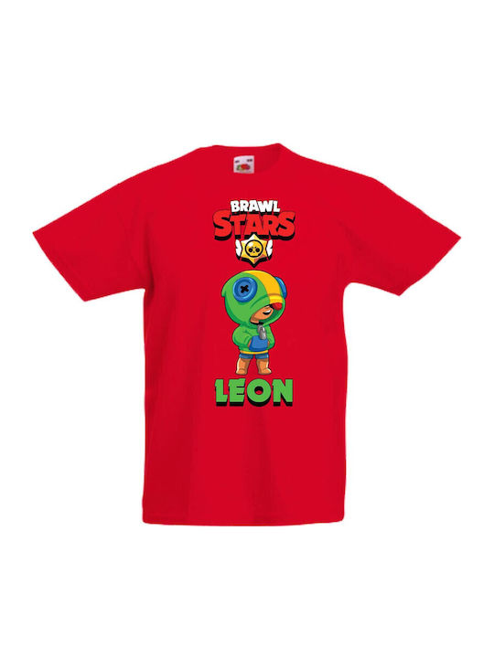 Детска тениска Tralala Brawl Stars Leon червена