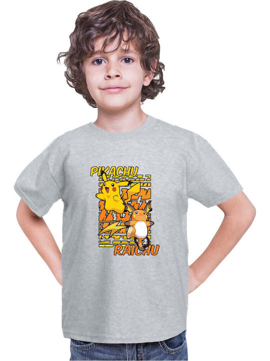 Kid T-shirt Japan Anime Manga Tralala Pokemon Pikachu 01 Grey