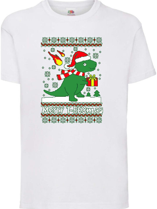 Kid T-shirt Tralala T-rex Christmas White
