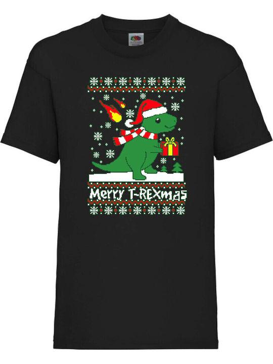 Kid T-shirt Tralala T-rex Christmas Black