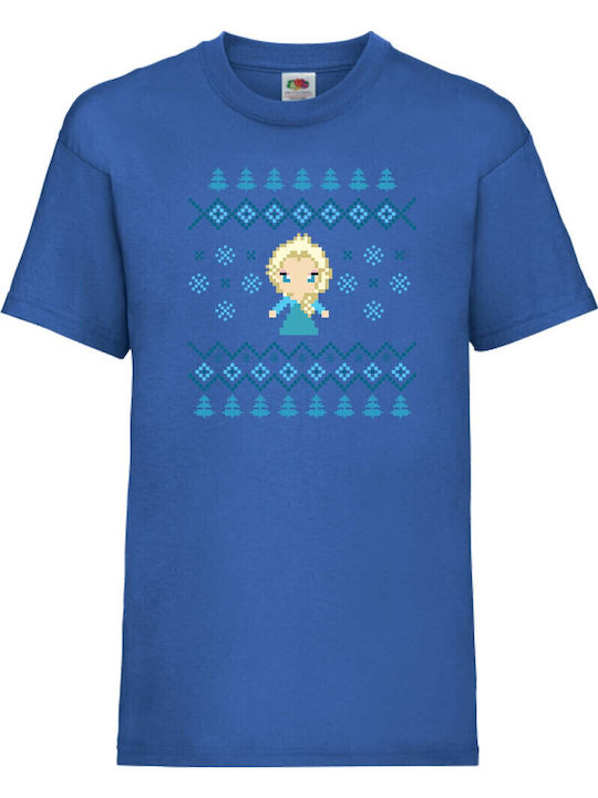Kid T-shirt Tralala Frozen Elsa Christmas Blue