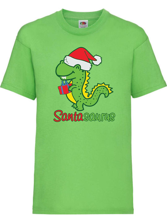 Kinder T-Shirt Tralala Santasaurus Limette