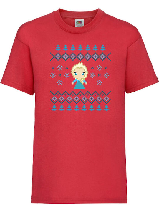 Kid T-shirt Tralala Frozen Elsa Christmas Red