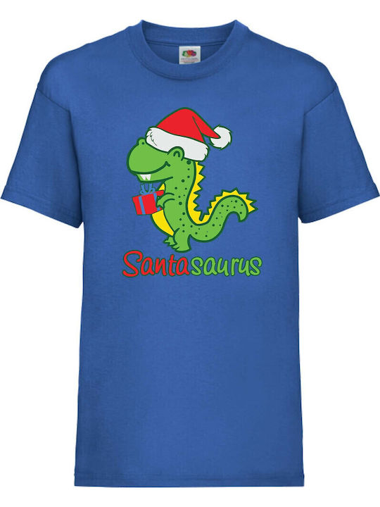 Kid T-shirt Tralala Santasaurus Blue