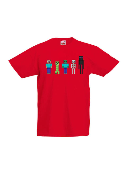 Tricou pentru copii Tralala Minecraft 7 Roșu